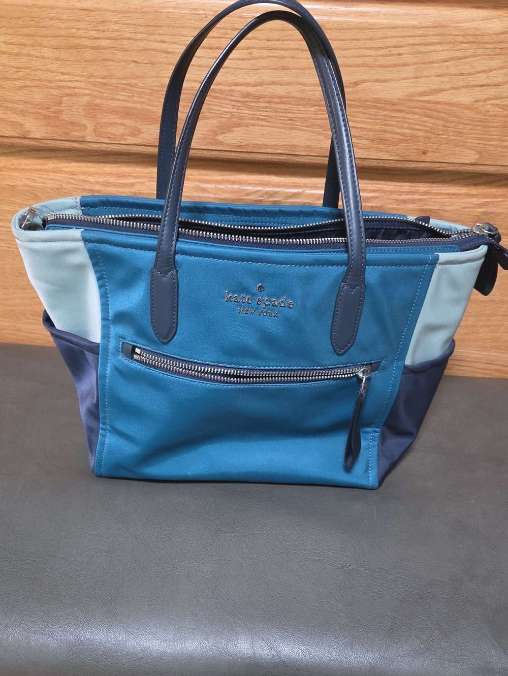 kate spade Teal and Navy Colorblock Tote
